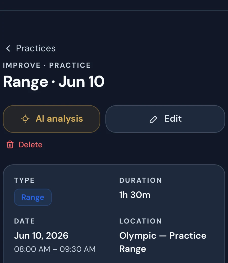 GolfSalt mobile practice session using synthetic launch monitor data